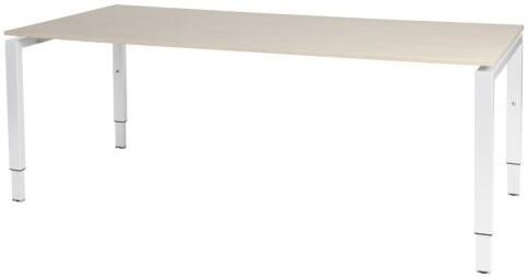 Schaffenburg Domino bureau hoogte instelbaar (62-85cm) met 200x90cm'zwevend'wenge donker 20mm blad en aluminium (RAL9006) N-poot frame