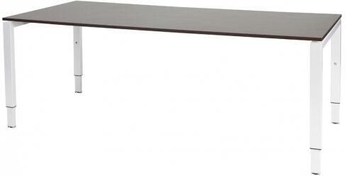 Schaffenburg Domino bureau hoogte instelbaar (62-85cm) met 200x90cm'zwevend'wenge donker 20mm blad en wit (RAL9010) N-poot frame