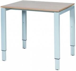 Schaffenburg Domino bureau hoogte instelbaar (62-85cm) met 80x60cm'zwevend'kersen licht 20mm blad en aluminium (RAL9006) N-poot frame