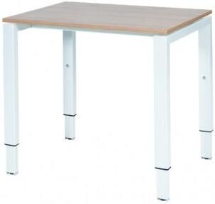 Schaffenburg Domino bureau hoogte instelbaar (62-85cm) met 80x60cm'zwevend'kersen licht 20mm blad en wit (RAL9010) N-poot frame