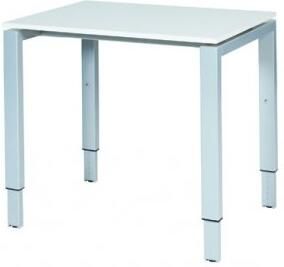 Schaffenburg Domino bureau hoogte instelbaar (62-85cm) met 80x60cm'zwevend'licht grijs 20mm blad en aluminium (RAL9006) N-poot frame