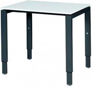 Schaffenburg Domino bureau hoogte instelbaar (62-85cm) met 80x60cm'zwevend'licht grijs 20mm blad en zwart (RAL9011) N-poot frame