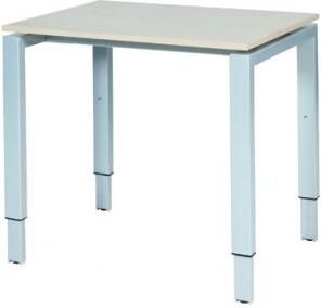 Schaffenburg Domino bureau hoogte instelbaar (62-85cm) met 80x60cm'zwevend'lindberg eiken 20mm blad en aluminium (RAL9006) N-poot frame
