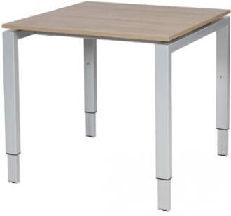 Schaffenburg Domino bureau hoogte instelbaar (62-85cm) met 80x80cm'zwevend'kersen licht 20mm blad en aluminium (RAL9006) N-poot frame