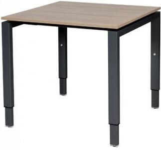 Schaffenburg Domino bureau hoogte instelbaar (62-85cm) met 80x80cm'zwevend'kersen licht 20mm blad en zwart (RAL9011) N-poot frame