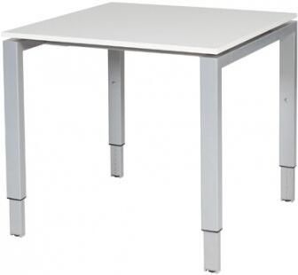 Schaffenburg Domino bureau hoogte instelbaar (62-85cm) met 80x80cm'zwevend'licht grijs 20mm blad en aluminium (RAL9006) N-poot frame