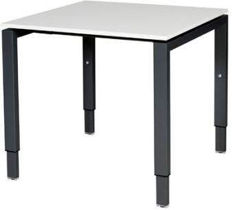 Schaffenburg Domino bureau hoogte instelbaar (62-85cm) met 80x80cm'zwevend'licht grijs 20mm blad en zwart (RAL9011) N-poot frame