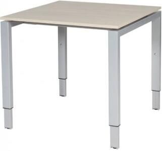 Schaffenburg Domino bureau hoogte instelbaar (62-85cm) met 80x80cm'zwevend'lindberg eiken 20mm blad en aluminium (RAL9006) N-poot frame