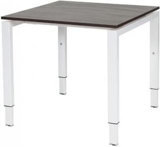 Schaffenburg Domino bureau hoogte instelbaar (62-85cm) met 80x80cm'zwevend'wenge donker 20mm blad en wit (RAL9010) N-poot frame