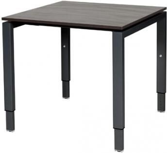 Schaffenburg Domino bureau hoogte instelbaar (62-85cm) met 80x80cm'zwevend'wenge donker 20mm blad en zwart (RAL9011) N-poot frame