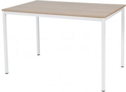 Schaffenburg Domino bureautafel vaste hoogte met 120x80cm kersen licht 20mm blad en wit (RAL9010) 4-poot frame