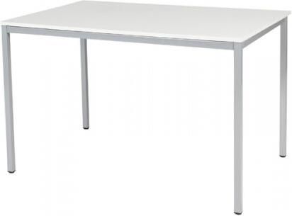 Schaffenburg Domino bureautafel vaste hoogte met 120x80cm krijtwit 20mm blad en aluminium (RAL9006) 4-poot frame