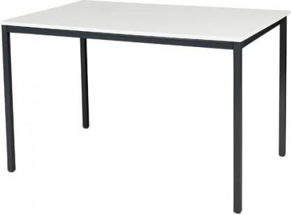 Schaffenburg Domino bureautafel vaste hoogte met 120x80cm krijtwit 20mm blad en zwart (RAL9011) 4-poot frame