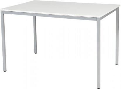 Schaffenburg Domino bureautafel vaste hoogte met 120x80cm lindberg eiken 20mm blad en aluminium (RAL9006) 4-poot frame