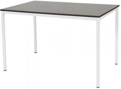 Schaffenburg Domino bureautafel vaste hoogte met 120x80cm wenge donker 20mm blad en wit (RAL9010) 4-poot frame