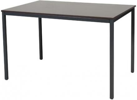 Schaffenburg Domino bureautafel vaste hoogte met 120x80cm wenge donker 20mm blad en zwart (RAL9011) 4-poot frame