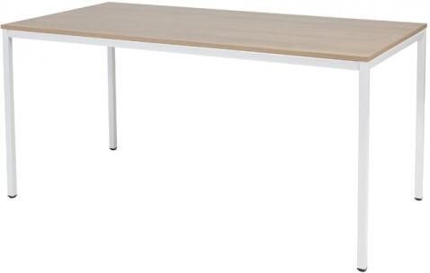 Schaffenburg Domino bureautafel vaste hoogte met 160x80cm kersen licht 20mm blad en wit (RAL9010) 4-poot frame
