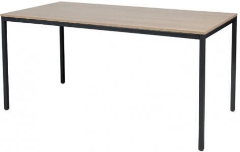 Schaffenburg Domino bureautafel vaste hoogte met 160x80cm kersen licht 20mm blad en zwart (RAL9011) 4-poot frame