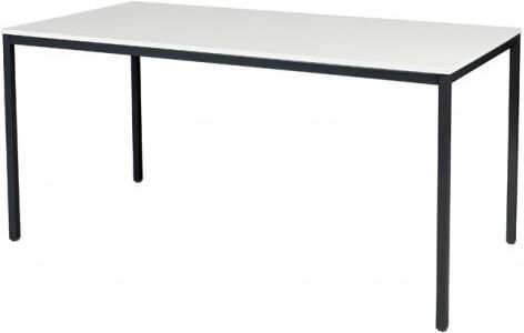 Schaffenburg Domino bureautafel vaste hoogte met 160x80cm krijtwit 20mm blad en zwart (RAL9011) 4-poot frame