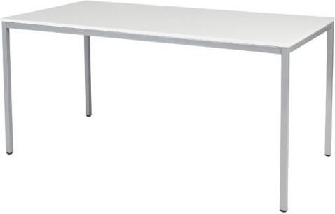 Schaffenburg Domino bureautafel vaste hoogte met 160x80cm krijtwit 20mm blad en aluminium (RAL9006) 4-poot frame