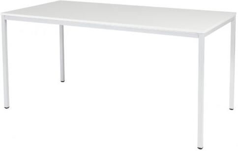 Schaffenburg Domino bureautafel vaste hoogte met 160x80cm licht grijs 20mm blad en wit (RAL9010) 4-poot frame