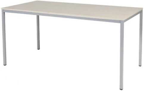 Schaffenburg Domino bureautafel vaste hoogte met 160x80cm lindberg eiken 20mm blad en aluminium (RAL9006) 4-poot frame