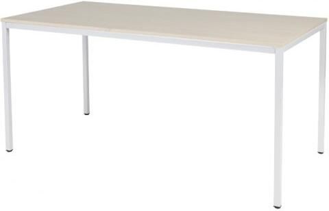 Schaffenburg Domino bureautafel vaste hoogte met 160x80cm lindberg eiken 20mm blad en wit (RAL9010) 4-poot frame