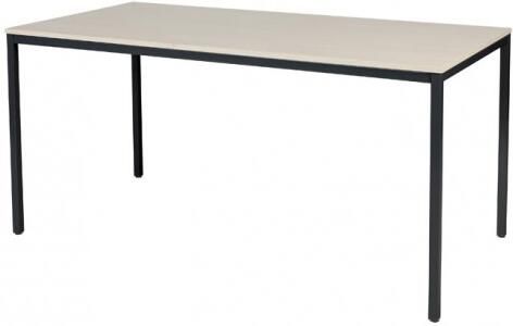 Schaffenburg Domino bureautafel vaste hoogte met 160x80cm lindberg eiken 20mm blad en zwart (RAL9011) 4-poot frame