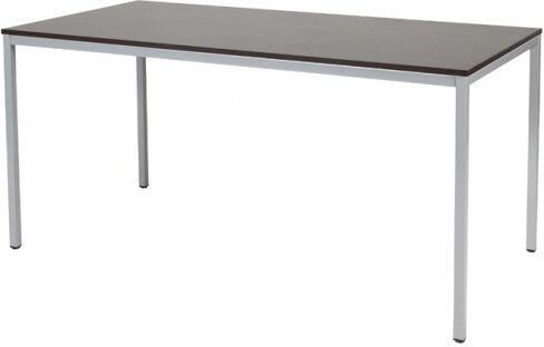 Schaffenburg Domino bureautafel vaste hoogte met 160x80cm wenge donker 20mm blad en aluminium (RAL9006) 4-poot frame