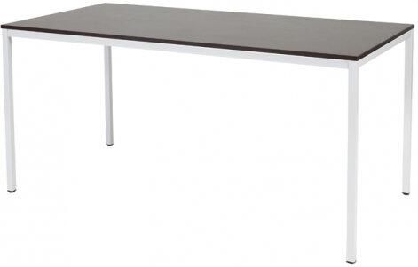 Schaffenburg Domino bureautafel vaste hoogte met 160x80cm wenge donker 20mm blad en wit (RAL9010) 4-poot frame