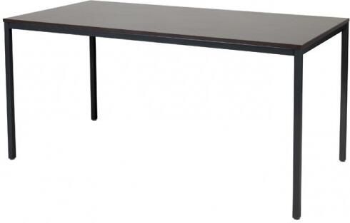 Schaffenburg Domino bureautafel vaste hoogte met 160x80cm wenge donker 20mm blad en zwart (RAL9011) 4-poot frame