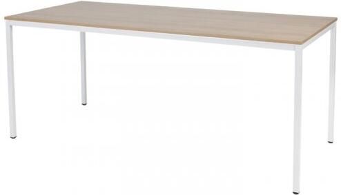Schaffenburg Domino bureautafel vaste hoogte met 180x80cm kersen licht 20mm blad en wit (RAL9010) 4-poot frame