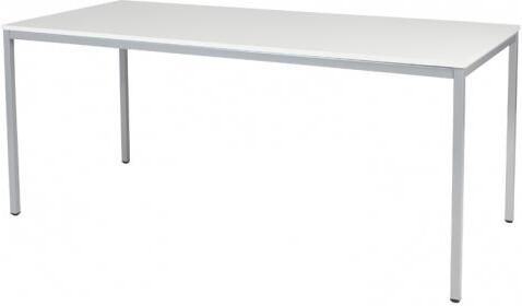 Schaffenburg Domino bureautafel vaste hoogte met 180x80cm krijtwit 20mm blad en aluminium (RAL9006) 4-poot frame