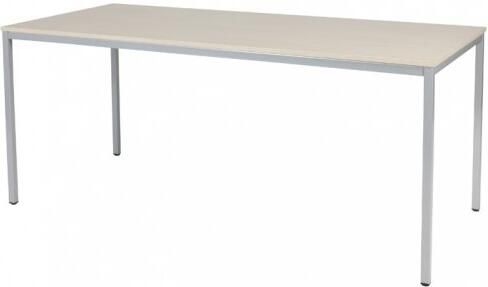 Schaffenburg Domino bureautafel vaste hoogte met 180x80cm lindberg eiken 20mm blad en aluminium (RAL9006) 4-poot frame