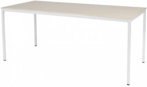 Schaffenburg Domino bureautafel vaste hoogte met 180x80cm lindberg eiken 20mm blad en wit (RAL9010) 4-poot frame