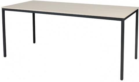 Schaffenburg Domino bureautafel vaste hoogte met 180x80cm lindberg eiken 20mm blad en zwart (RAL9011) 4-poot frame