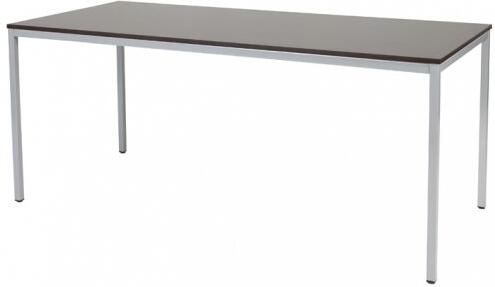 Schaffenburg Domino bureautafel vaste hoogte met 180x80cm wenge donker 20mm blad en aluminium (RAL9006) 4-poot frame