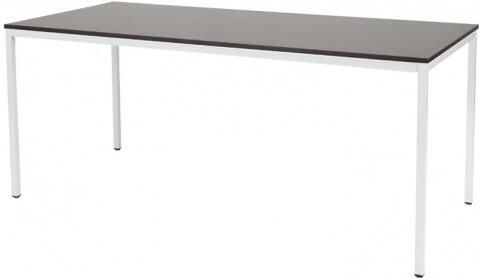 Schaffenburg Domino bureautafel vaste hoogte met 180x80cm wenge donker 20mm blad en wit (RAL9010) 4-poot frame