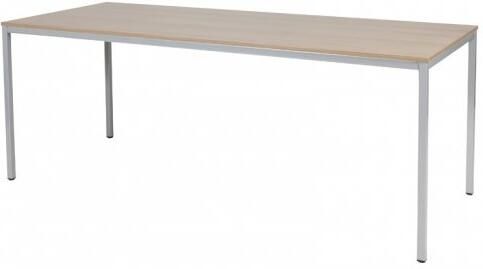Schaffenburg Domino bureautafel vaste hoogte met 200x80cm kersen licht 20mm blad en aluminium (RAL9006) 4-poot frame