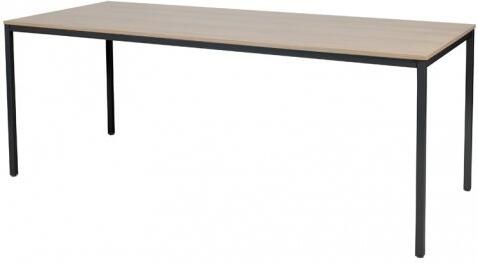 Schaffenburg Domino bureautafel vaste hoogte met 200x80cm kersen licht 20mm blad en zwart (RAL9011) 4-poot frame