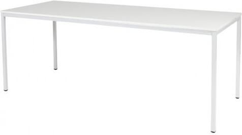 Schaffenburg Domino bureautafel vaste hoogte met 200x80cm krijtwit 20mm blad en aluminium (RAL9006) 4-poot frame