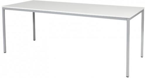 Schaffenburg Domino bureautafel vaste hoogte met 200x80cm licht grijs 20mm blad en aluminium (RAL9006) 4-poot frame