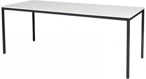 Schaffenburg Domino bureautafel vaste hoogte met 200x80cm licht grijs 20mm blad en zwart (RAL9011) 4-poot frame