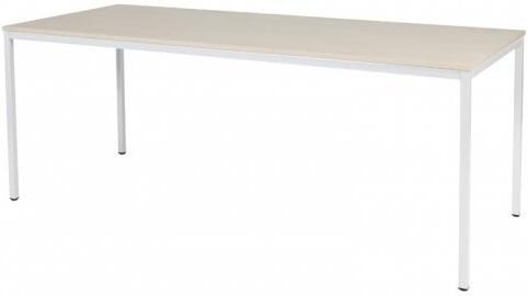 Schaffenburg Domino bureautafel vaste hoogte met 200x80cm lindberg eiken 20mm blad en wit (RAL9010) 4-poot frame