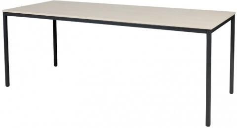 Schaffenburg Domino bureautafel vaste hoogte met 200x80cm lindberg eiken 20mm blad en zwart (RAL9011) 4-poot frame