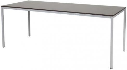 Schaffenburg Domino bureautafel vaste hoogte met 200x80cm wenge donker 20mm blad en aluminium (RAL9006) 4-poot frame