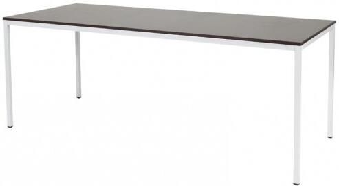 Schaffenburg Domino bureautafel vaste hoogte met 200x80cm wenge donker 20mm blad en wit (RAL9010) 4-poot frame