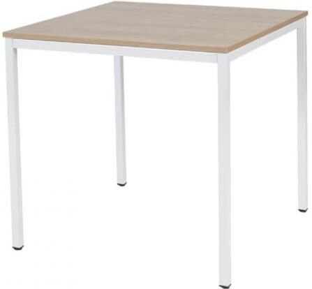 Schaffenburg Domino bureautafel vaste hoogte met 80x80cm kersen licht 20mm blad en wit (RAL9010) 4-poot frame
