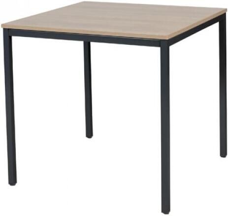 Schaffenburg Domino bureautafel vaste hoogte met 80x80cm kersen licht 20mm blad en zwart (RAL9011) 4-poot frame