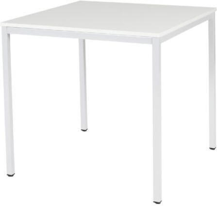Schaffenburg Domino bureautafel vaste hoogte met 80x80cm licht grijs 20mm blad en wit (RAL9010) 4-poot frame
